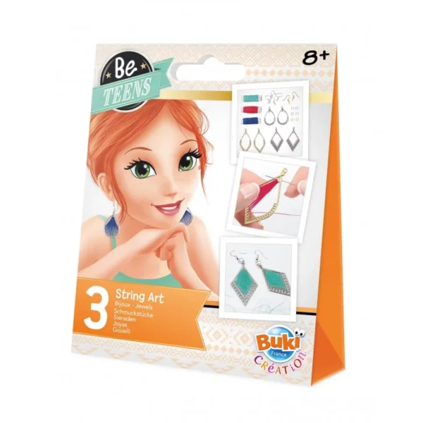 Fabrique de bijoux – Boucles d’oreilles String Art, activité créative pour enfants, développe imagination et motricité fine, disponible au Maroc