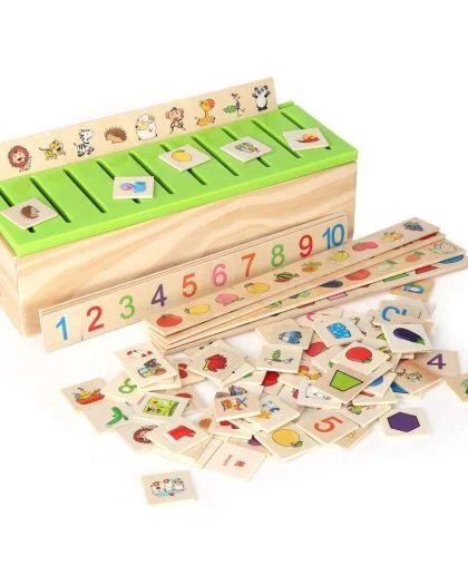 Boite de tri et d'association logique Montessori en bois