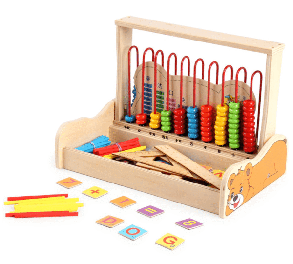Boulier mathématiques en bois – Jeu éducatif calcul enfant Maroc