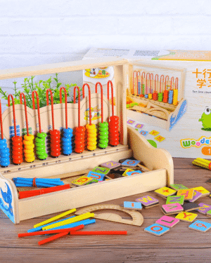 Boulier mathématiques en bois – Jeu éducatif calcul enfant Maroc