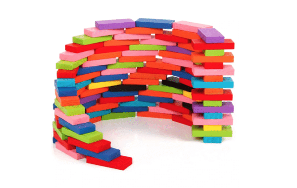 Blocs en bois et dominos 100 pièces – Jouet éducatif Montessori Maroc