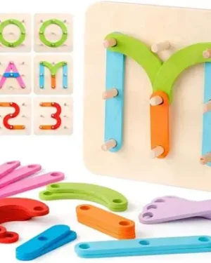 Géoboard Montessori chiffres et lettres en bois pour développer motricité fine, apprentissage et créativité des enfants au Maroc