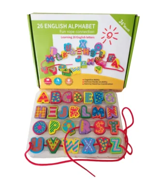 Jeu d'enfilage - Alphabet à enfiler en bois