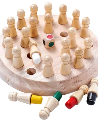Jeu de mémoire et d'échecs en bois