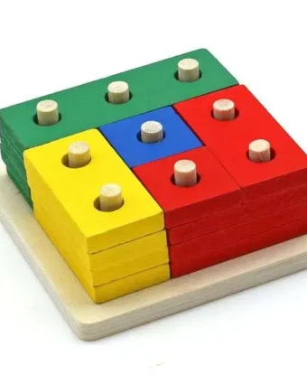 Jeu des formes géométriques à emboiter en tiges