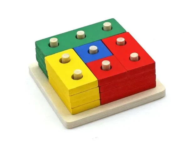 Jeu des formes géométriques à emboiter en tiges