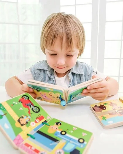 Premier livre Montessori pour bébé en bois - Dans la forêt