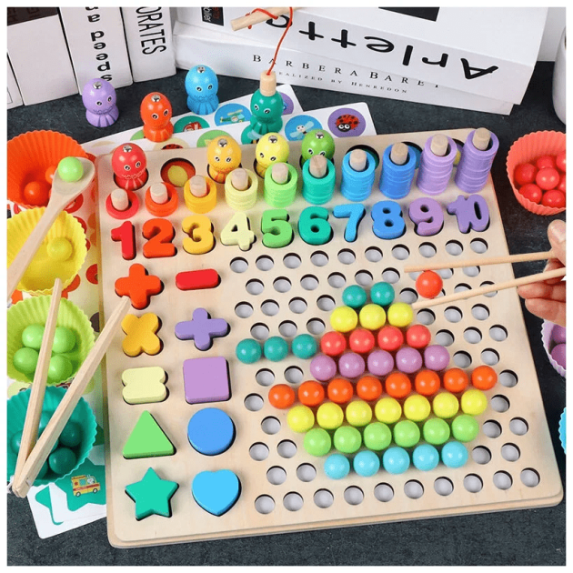 Mega Plateau Montessori à perles – jeu de tri et comptage avec modèle –  Magasin de jouets et jeux éducatifs en ligne