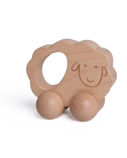 Montessori Hochet en bois agneau - 6 mois +