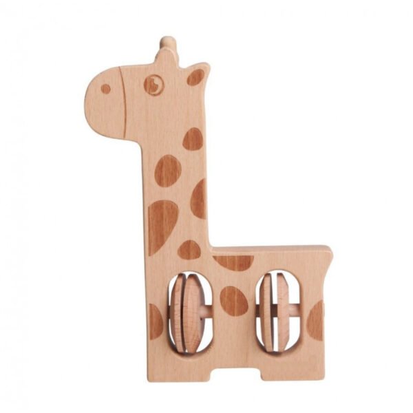 Montessori Hochet Girafe bois non toxique bébé 6 mois Maroc