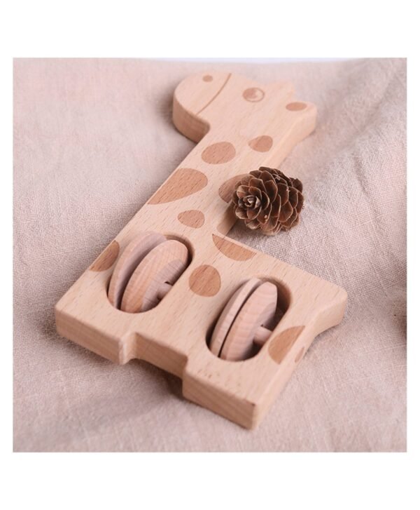 Montessori Hochet Girafe bois non toxique bébé 6 mois Maroc