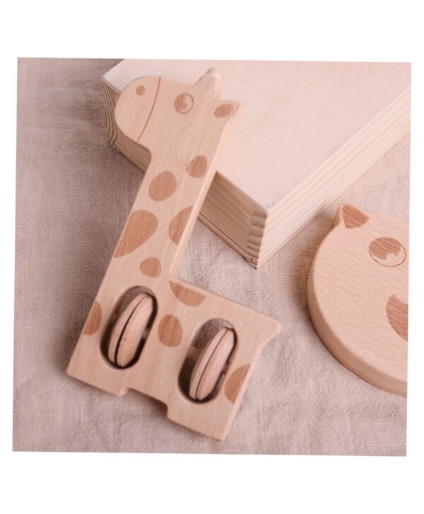 Montessori Hochet Girafe bois non toxique bébé 6 mois Maroc