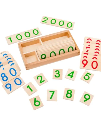 Nombres de 1 à 9999 en bois - cartes Montessori XL