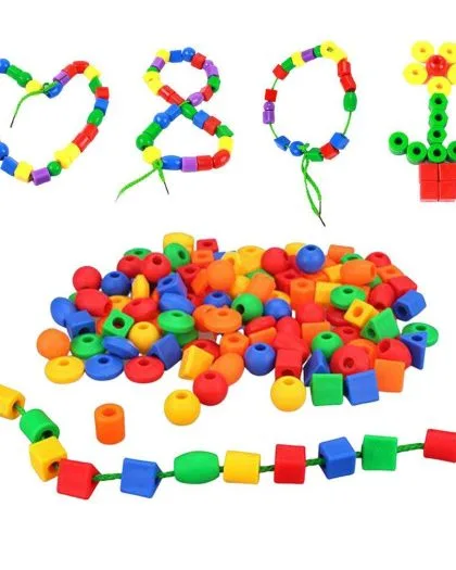 Perles à enfiler avec modèle - 108 pièces