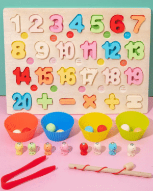 Plateau Montessori Mathématiques et perles - jeu de tri et motricité fine