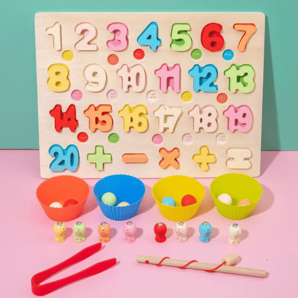 Plateau Montessori Mathématiques et perles - jeu de tri et motricité fine
