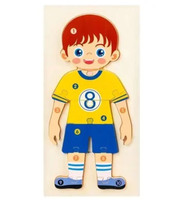 Puzzle corps humain en bois - garçon en tenu de foot