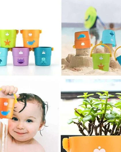 Jeu de bain seaux à empiler pour bébé