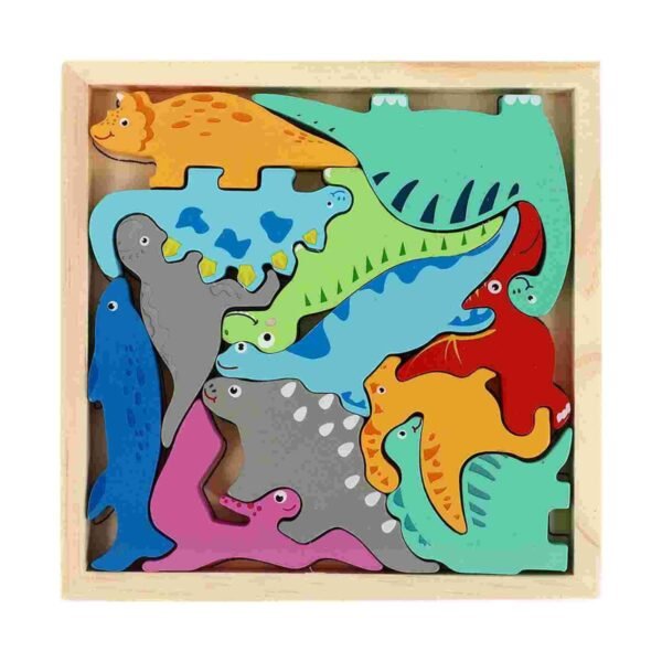 Méga Tangram des Dinosaures en bois – Jouet éducatif Montessori pour enfants – Maroc