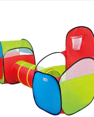 Ensemble tente, tunnel et panneau de basket pour développer motricité et imagination des enfants au Maroc