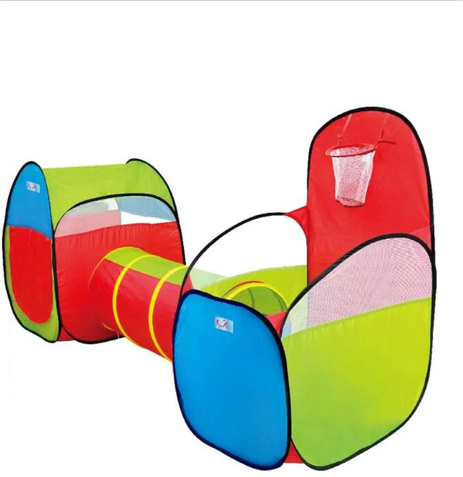 Ensemble tente avec tunnel et panneau de basket