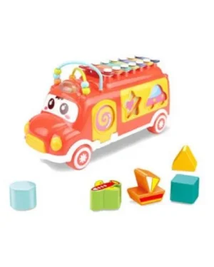 Bus musical Huanger 3-en-1 avec piano, xylophone et formes pour bébé