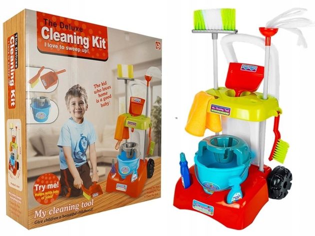 Chariot de ménage bleu Montessori – Magasin de jouets et jeux