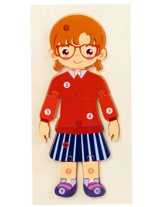 Puzzle corps humain en bois - fille en uniforme