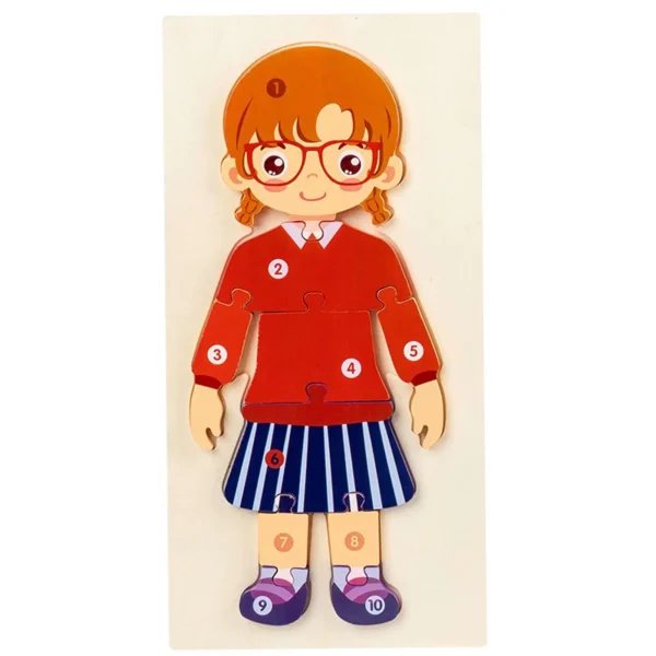 Puzzle corps humain en bois - fille en uniforme