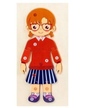 Puzzle corps humain en bois - fille en uniforme