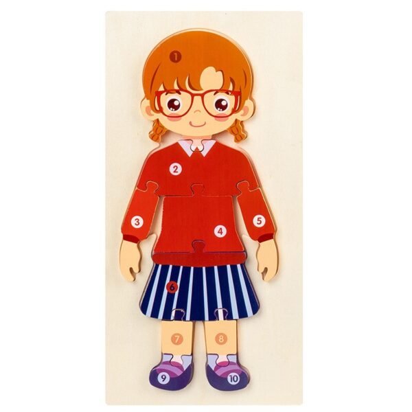 Puzzle corps humain en bois - fille en uniforme