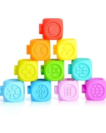 Cubes sensoriels Montessori bébé non toxique - 10 pièces