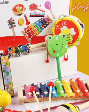 Montessori 8 instruments de musique en bois – Jouet éducatif Maroc