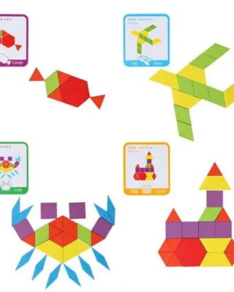 Blocs mosaïque Montessori avec modèle - 155 pièces