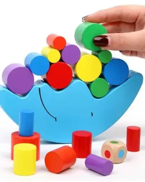 Balancier d’équilibre avec cylindres en bois Montessori pour enfants – Développe motricité fine, coordination et équilibre. Disponible au Maroc sur Playfun.ma