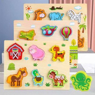 Jouet Puzzle en Bois Enfants educatif pedagogique Garçons Filles Animaux  Ferme