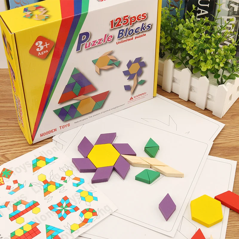 Bloc Montessori mosaïque avec modèles 125 pièces