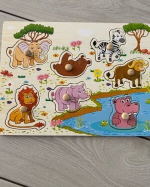 Puzzle en bois animaux sauvages enfant jeu éducatif Maroc