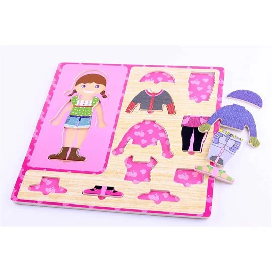 Puzzle fille à habiller en bois