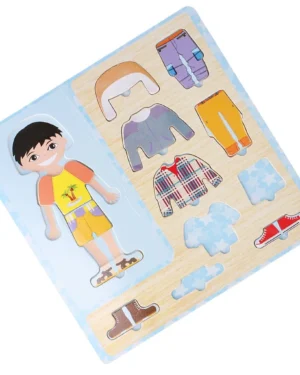 Puzzle garçon à habiller en bois – Jouet éducatif pour enfants, stimule créativité, motricité fine et imagination, disponible au Maroc