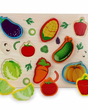Puzzle éducatif 3D légumes en bois Montessori pour enfants au Maroc