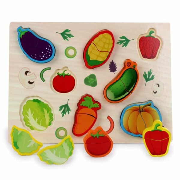 Puzzle éducatif 3D légumes en bois Montessori pour enfants au Maroc