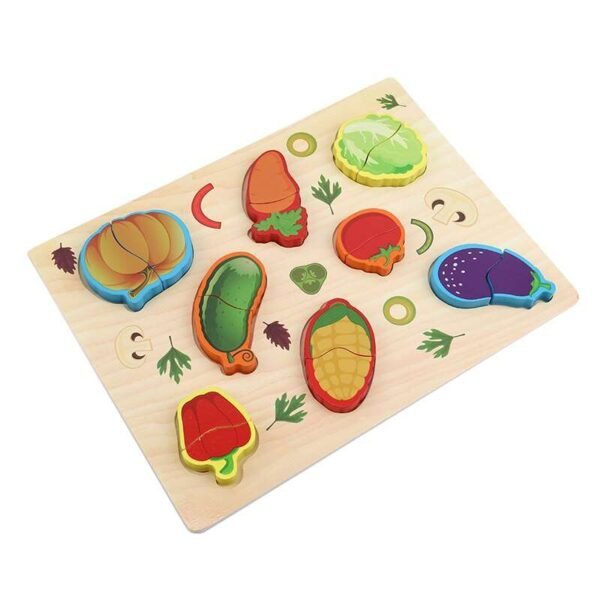 Puzzle éducatif 3D légumes en bois Montessori pour enfants au Maroc