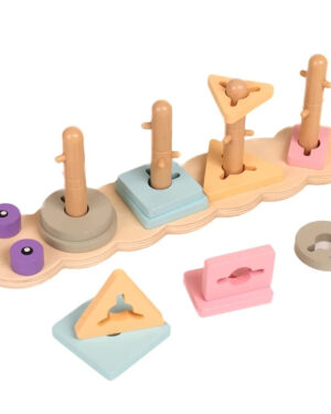 Jeu tourner et empiler à tiges géométriques – Coccinelle Montessori pour enfants au Maroc