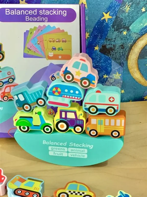Balancier d’équilibre en bois Montessori – Jeu d’enfilage enfants Maroc
