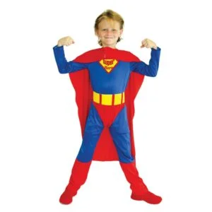Déguisement Superman pour enfants – Costume super-héros classique, idéal pour Halloween, anniversaire et jeux de rôle. Disponible au Maroc sur Playfun.ma