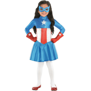 Déguisement enfant de super héro pour fille Captain Marvel