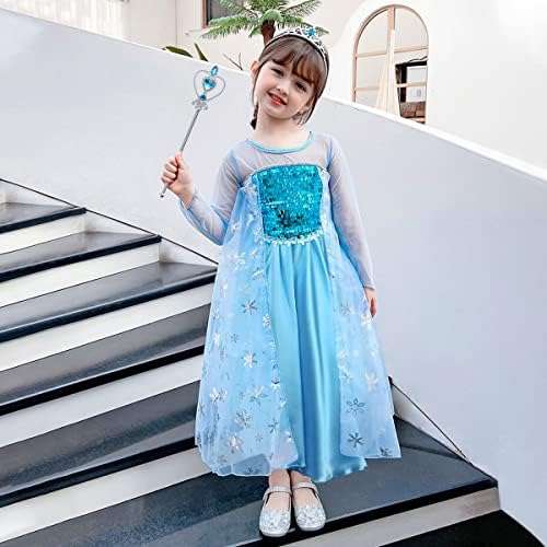 Robe Déguisement Costume Reine Neiges Frozen Elsa Fille Princesse