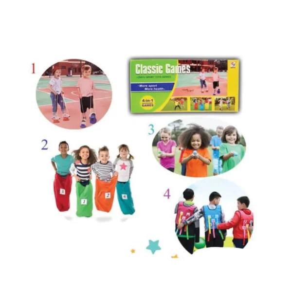 Kit de psychomotricité 4 jeux classiques – Jeu éducatif pour enfants, développe motricité, équilibre et coordination. Disponible au Maroc sur Playfun.ma
