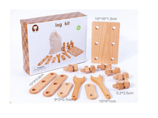 Kit motricité en bois avec vis et écrous pour apprentissage et coordination